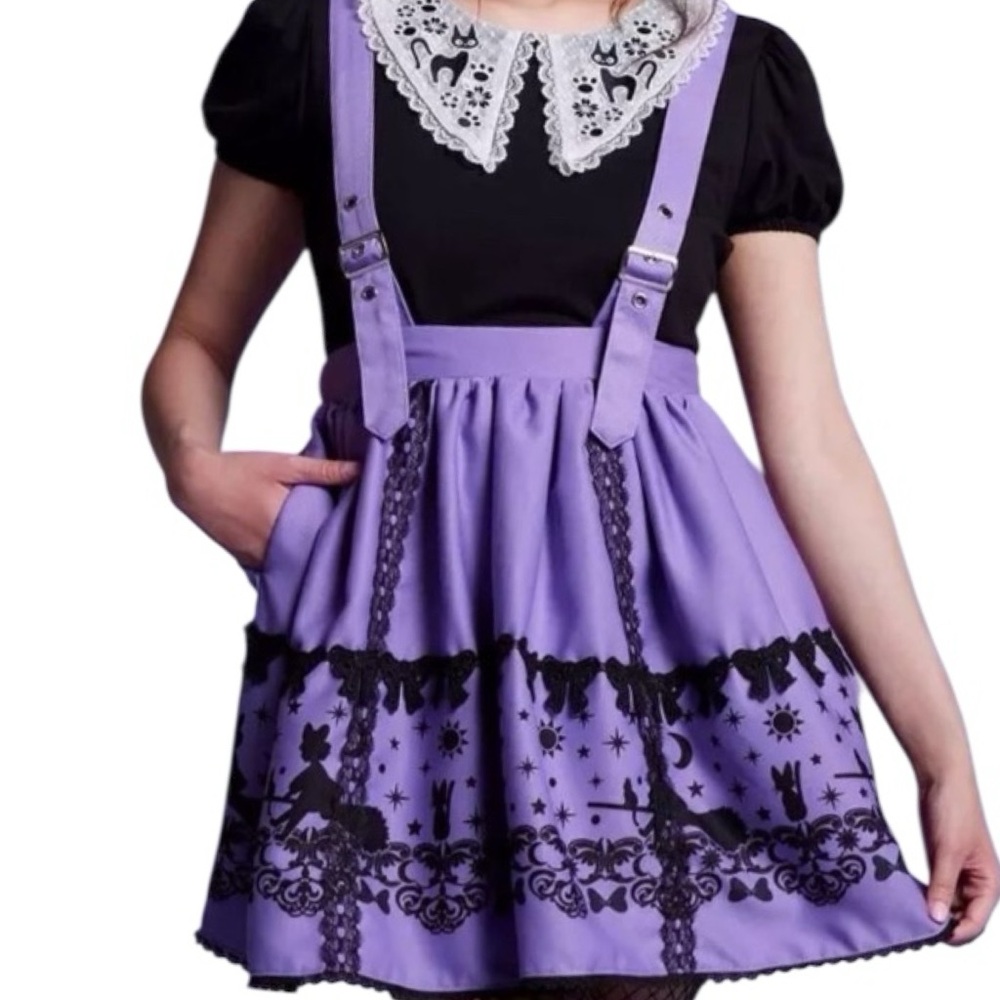 Studio Ghibli Kiki’s Delivery Service XL Purple Black Suspender Skirt Cosplay - Picture 7 of 10